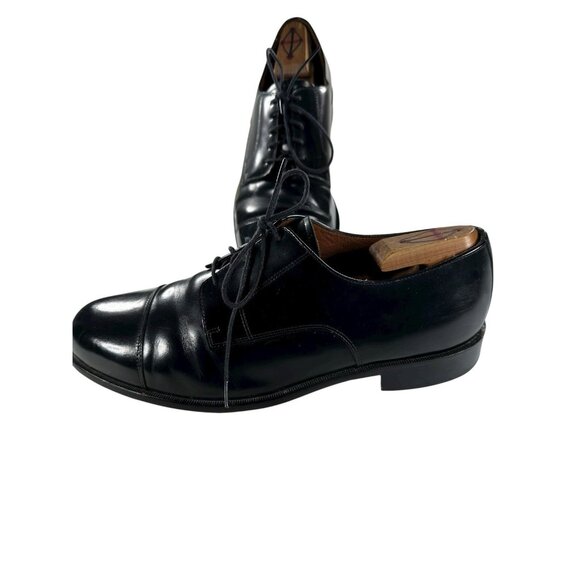 Bostonian Classics Vintage Size 11 W  Black Leather Mens Dress Cap Toe Shoes - Picture 1 of 9